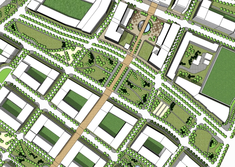 E- Plan of the central linear park